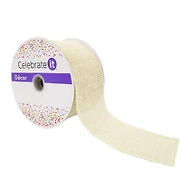 2.5" x 25ft. Ivory Wired Faux Burlap Ribbon by Celebrate It™