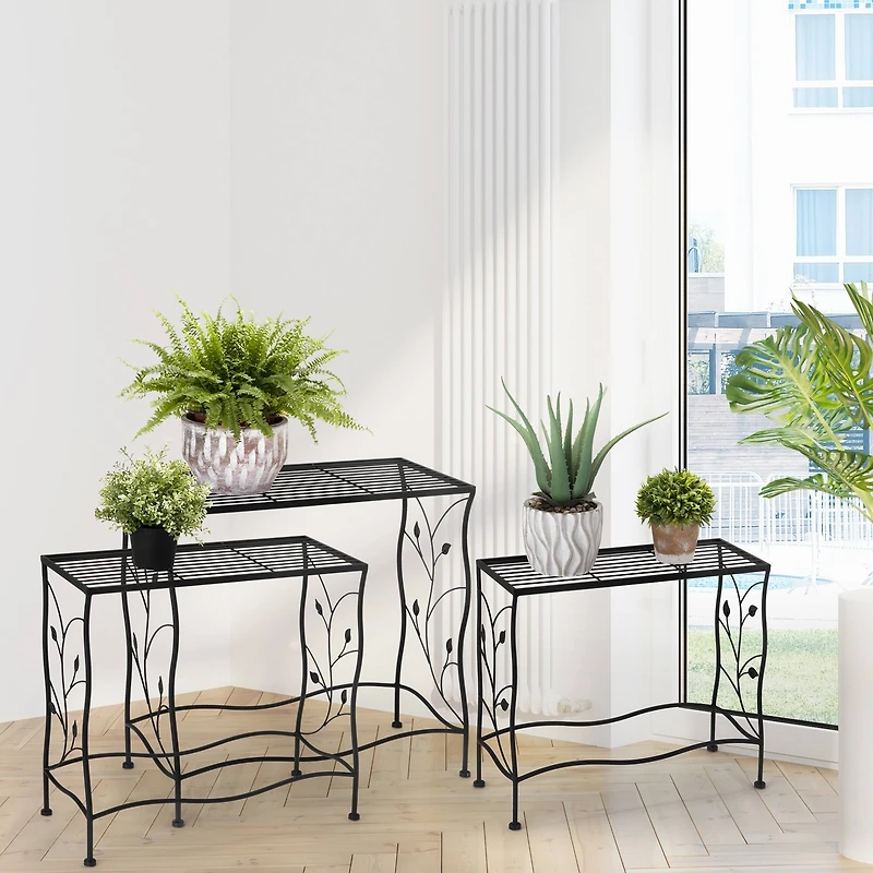 Glitzhome® Black Rectangular Nesting Metal Planter Set