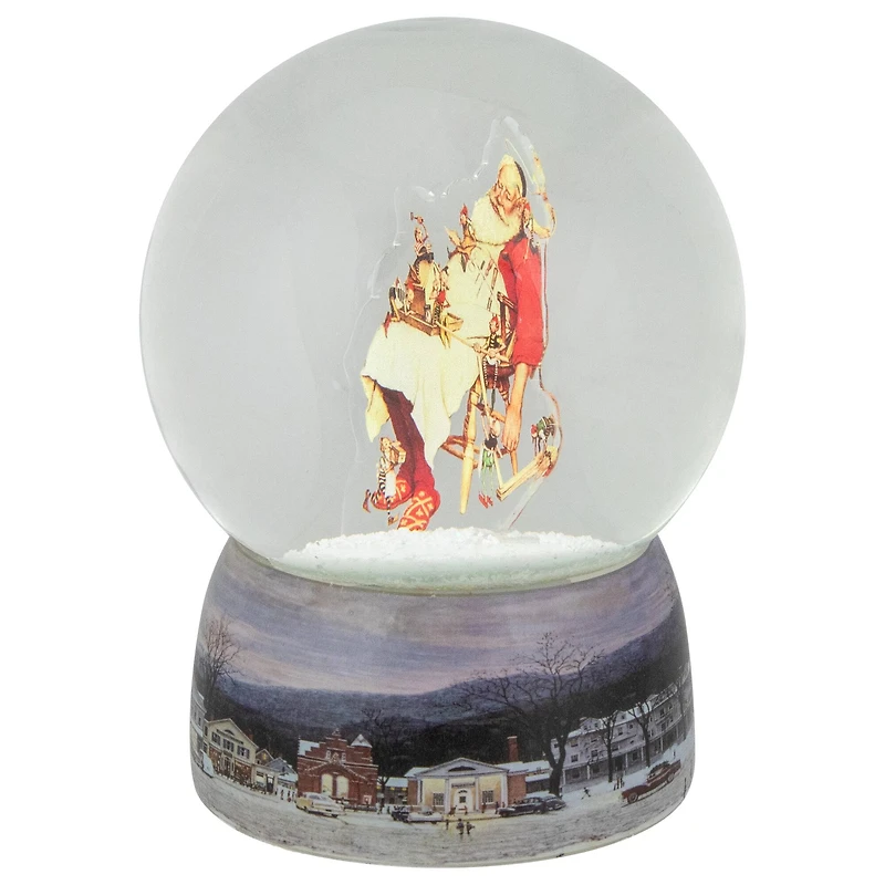 6.5" Norman Rockwell Santa and His Helpers Christmas Snow Globe
