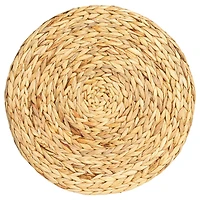 Household Essentials 18" Black & Natural Braided Water Hyacinth & Resin Geometric Side Table