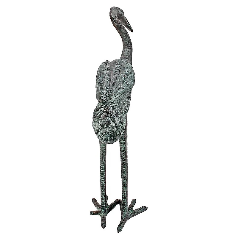 Design Toscano Small Curved Neck Bronze Crane