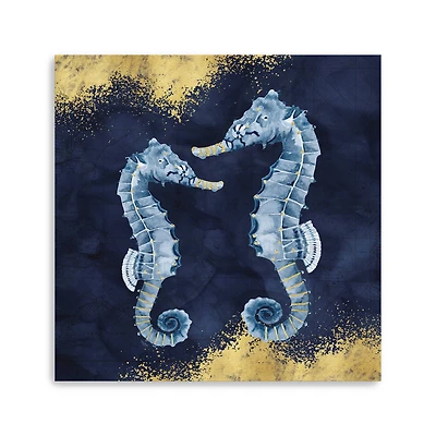 Deep Blue Sea VIII Navy Gold Canvas Giclee