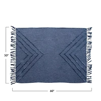 Hello Honey® Blue Tufted Chevron Cotton Blend Throw with Tassels