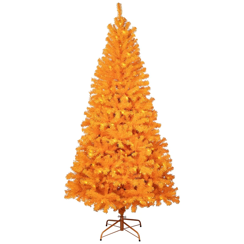 7ft. Pre-Lit Medium Orange Pine Artificial Christmas Tree, Clear Lights