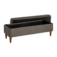 Hello Honey® Atley Ash Gray Vegan Leather Upholstered Storage Bench