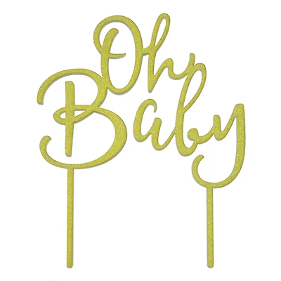 Gold Glitter Oh Baby Cake Topper by Makery®