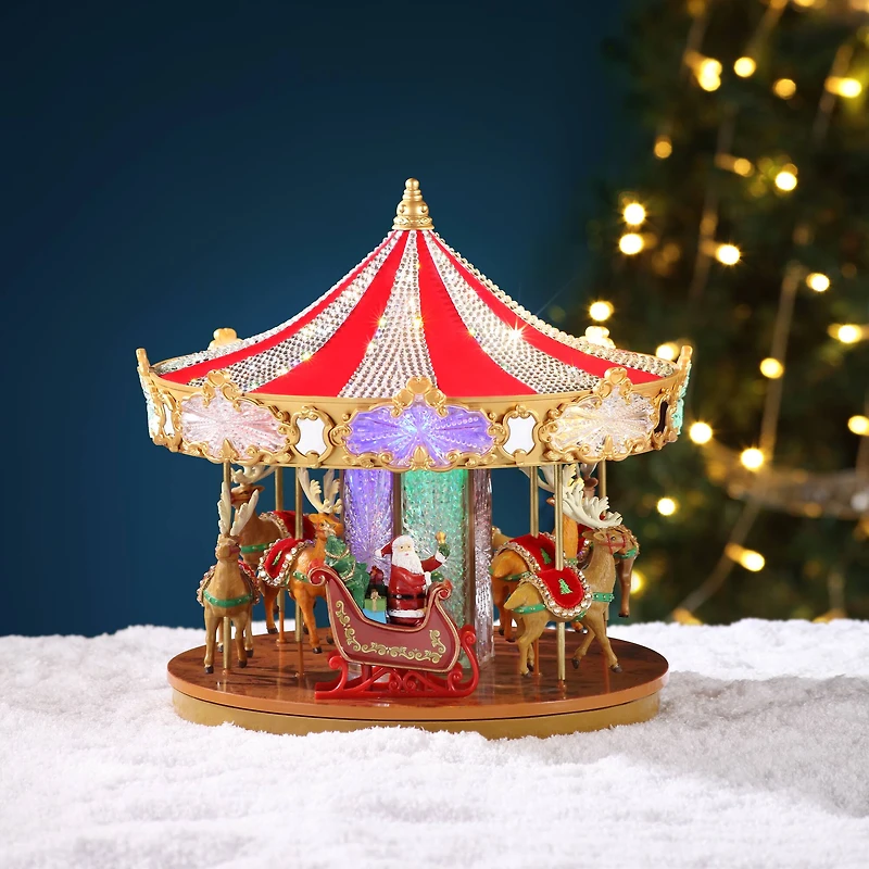 Mr. Christmas 12" Animated Crystal Very Merry Carousel