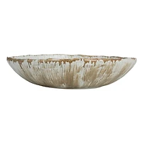 Hello Honey® 11.5" Green & White Stoneware Bowl with Reactive Crackle Glaze