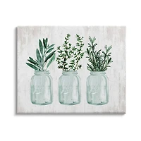 Stupell Industries Kitchen Herb Trio Garden Spices Country Glass Jars Canvas Wall Art