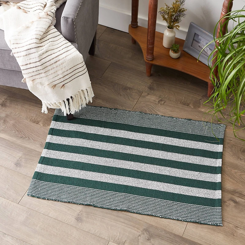 DII® Cabana Stripe Handwoven Recycled Yarn Rug