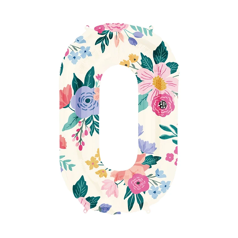 34" Floral Number Foil Balloon
