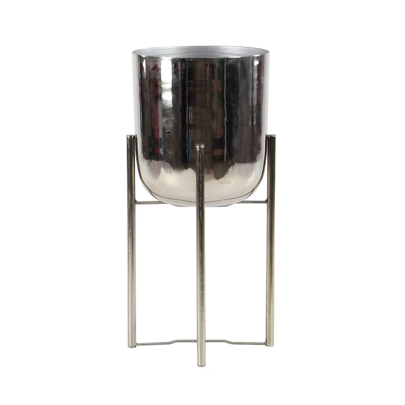 Silver Metal Glam Planter Set