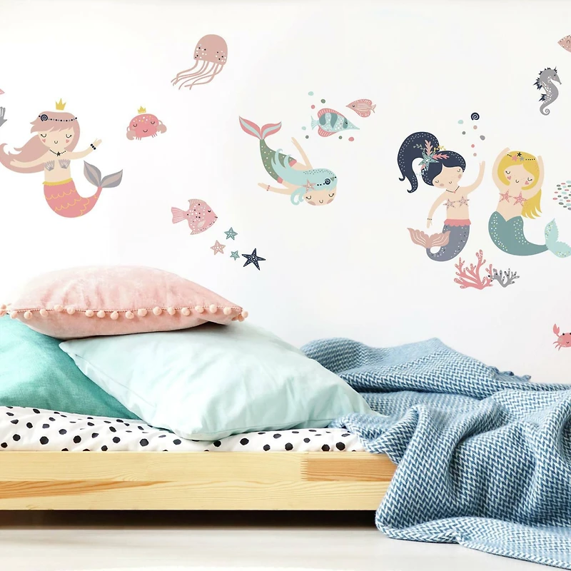 RoomMates Sweet Pastel Mermaids Peel & Stick Wall Decals