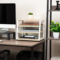 Mind Reader 4-Tier Desk Organizer, File Storage, Documents, Office, Metal, MDF, White