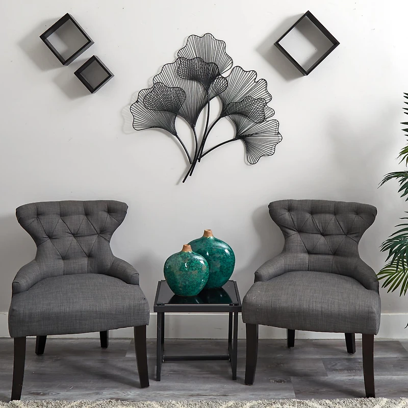 35" Modern Ginkgo Leaf Metal Wall Art Decor