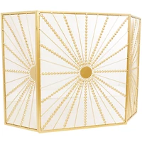 The Novogratz Gold Metal Foldable 3-Panel Starburst Fireplace Screen with Bead Inspired Rays