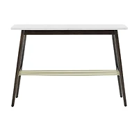 Walker Edison Faux White Marble/Dark Brown Oak Tapered Leg Entry Table