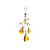 Amber And Gold Beaded Teardrop Ornament