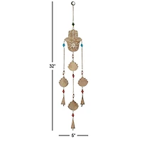 Brown Mango Wood Eclectic Style Windchime, 5" x 32"