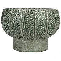 Hello Honey® 10.5" Green Dot Pattern Crackle Glaze Embossed Terra Cotta Footed Vase Planter