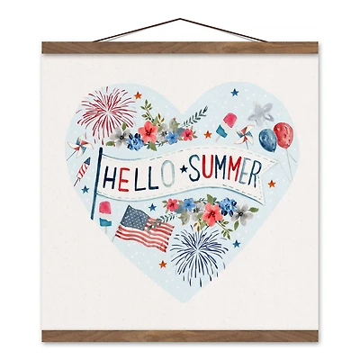 Hello Summer Icons Teak Hanging Canvas