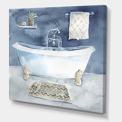 Designart Watercolor Vintage Bathroom I Gallery Wrapped Canvas