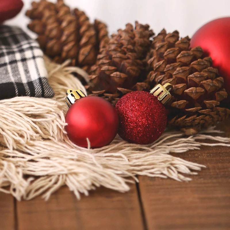 96ct. 1.5" 4-Finish Red Shatterproof Ball Ornaments