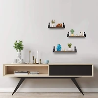 Rustic Wood Floating Wall Shelves Set