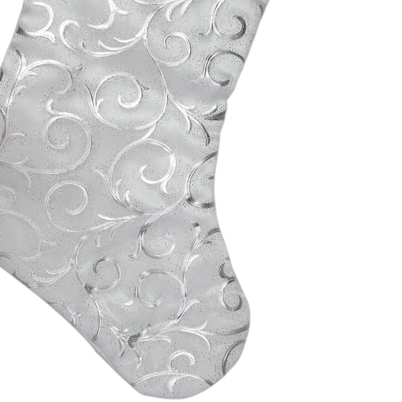 20.5" Silver Filigree Christmas Stocking
