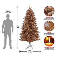 7.5ft. Pre-Lit Rose Gold Metallic Artificial Christmas Tree, Clear LED Infinity Lights®