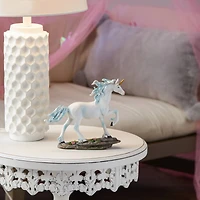White Unicorn Figurine Blue and White 7.5" x 2.25" x 6.5