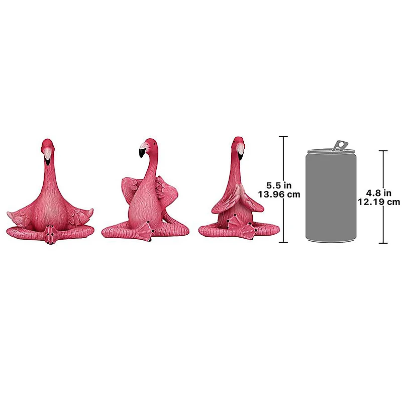 Design Toscano 5.5" Zen of Pink Flamingos Yoga Garden Statue Set