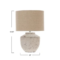 Hello Honey® 19.5" Distressed Cream Cement Table Lamp with Linen Shade