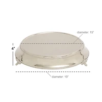 18" Traditional Round Silver Stainless Steel Beaded Cake Stand