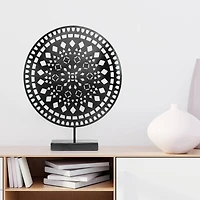 17" Black Rustic Metal Medallion Sculpture