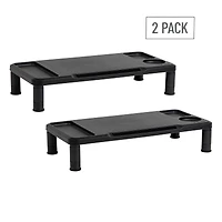 Mind Reader Monitor Stand, Laptop Riser, Desktop Organizer, Office, Plastic, Set of 2, Black