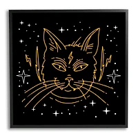 Stupell Industries Starry Cat Lightning Bolt Framed Giclée Wall Art
