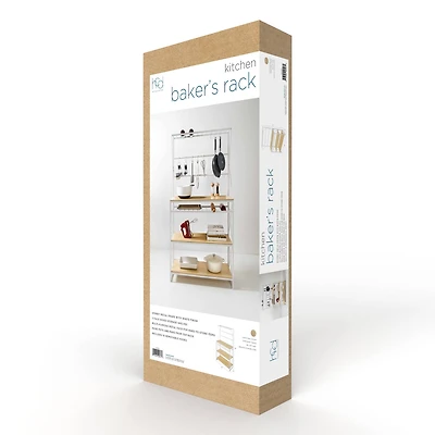 Honey Can Do White and Oak Kitchen Baker’s Rack