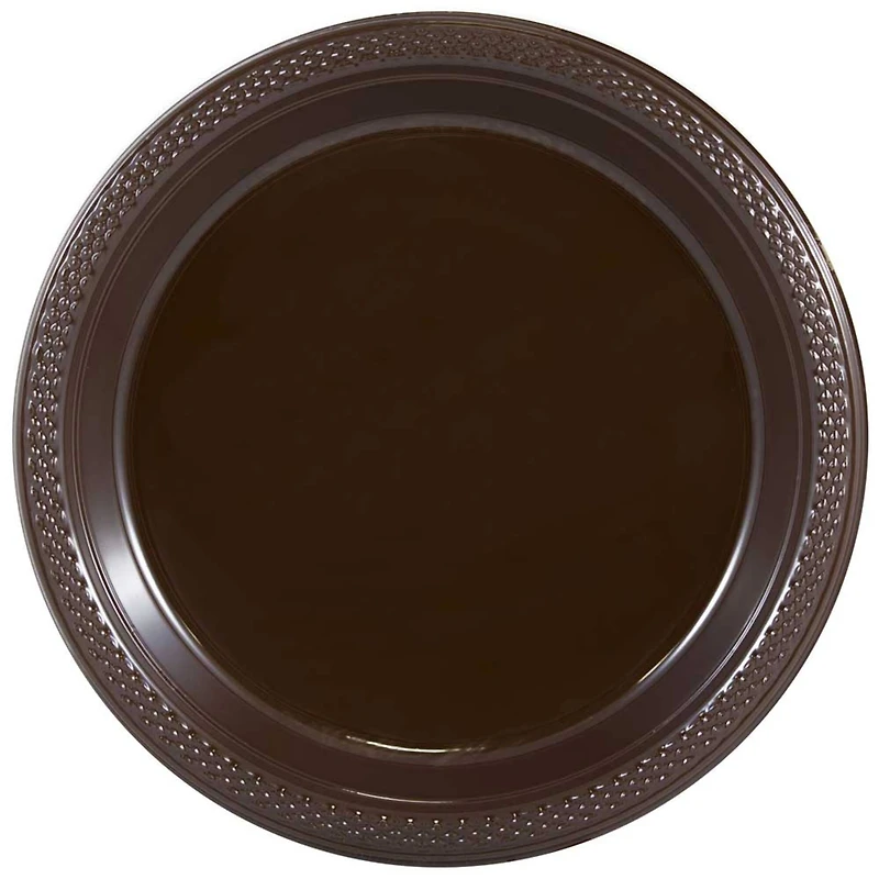 JAM Paper 7" Chocolate Brown Plastic Party Plates, 20ct.