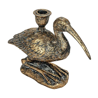 Hello Honey® 10" Distressed Gold Decorative Bird Taper Holder