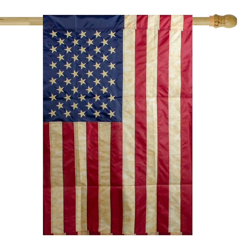 40" Embroidered Tea-Stained Patriotic USA House Flag
