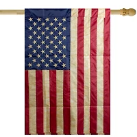 40" Embroidered Tea-Stained Patriotic USA House Flag
