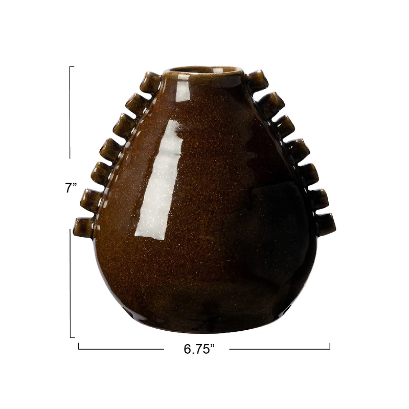 Hello Honey® 7" Brown Terra Cotta Vase with Hobnails
