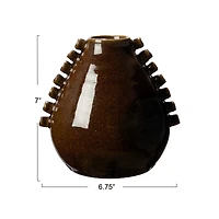 Hello Honey® 7" Brown Terra Cotta Vase with Hobnails