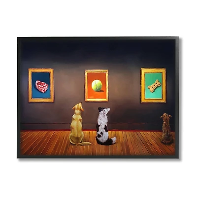 Stupell Industries Funny Dog Museum Gallery Animals Framed Giclee Art