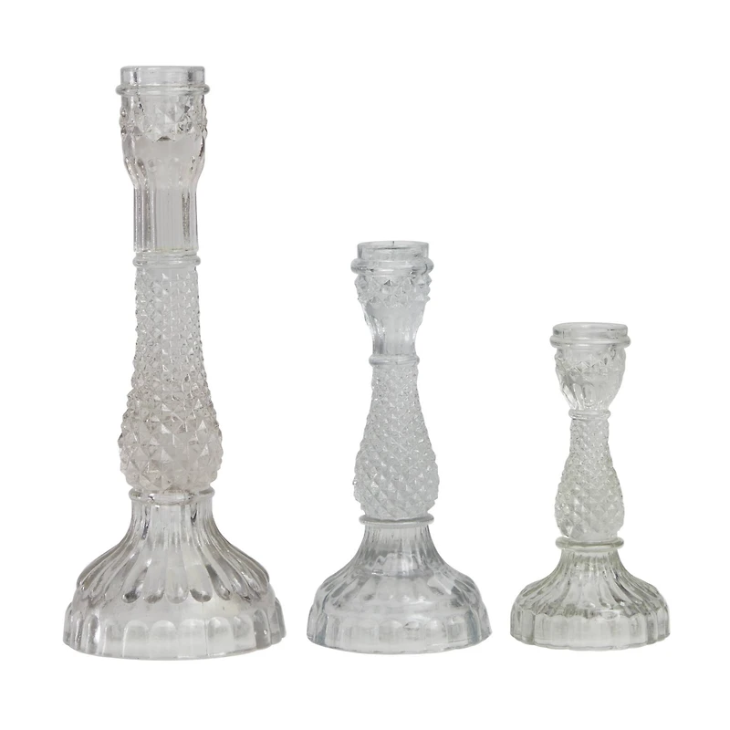 Clear Glass Candle Holder Set