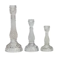 Clear Glass Candle Holder Set
