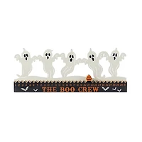 Glitzhome® 18"L Halloween Wooden & Metal White Ghost Silhouette Countdown Table Sign