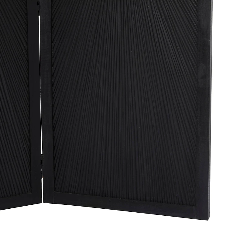 Black Mango Wood Contemporary Room Divider Screen, 70" x 59"