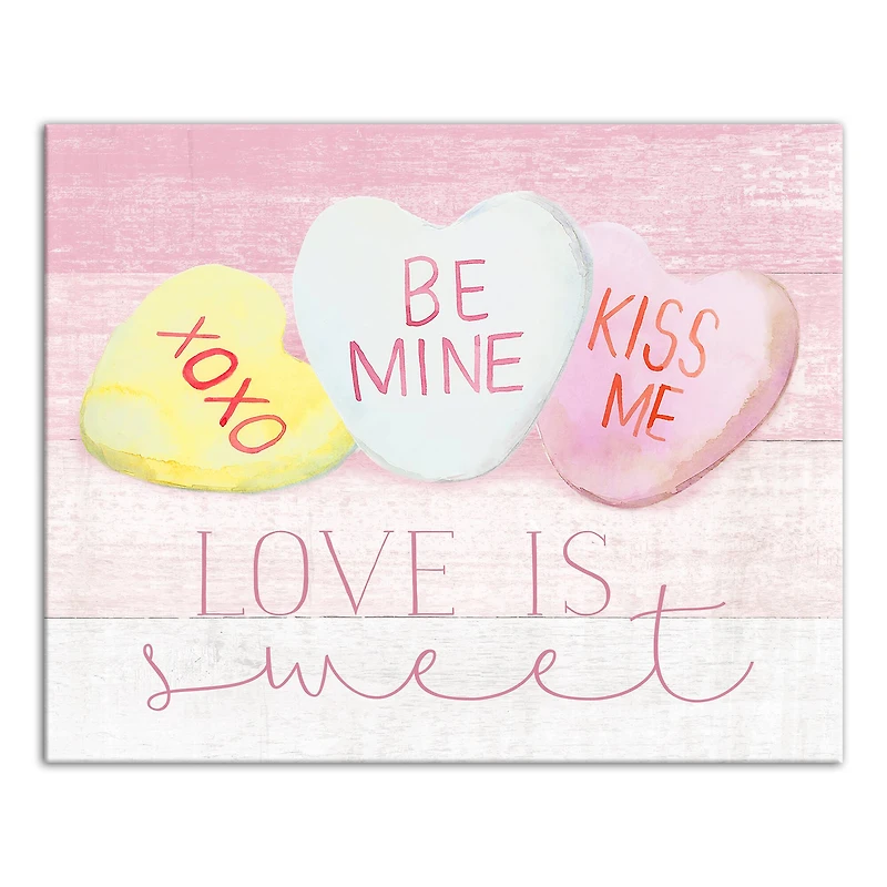 Love Is Sweet Candy Hearts Canvas Wall Art